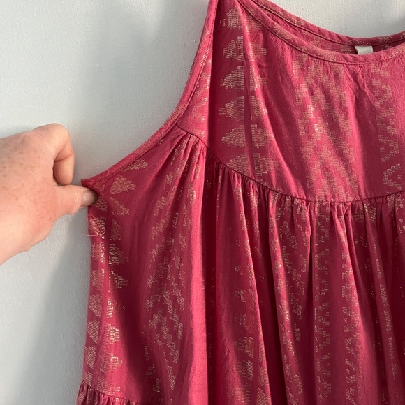 Elan Metallic Print Swing Dress, Pink and Gold, L - Picture 4 of 10